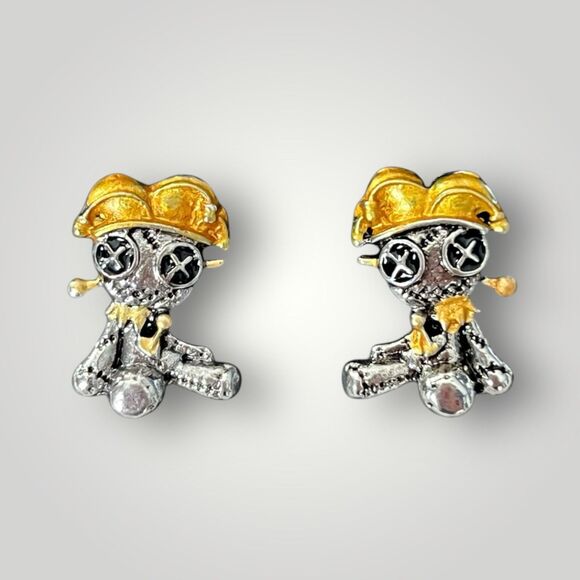 Gothic Voodoo Jester Doll Stud Earrings for the Ultimate New Orleans Vibe - Picture 2 of 4